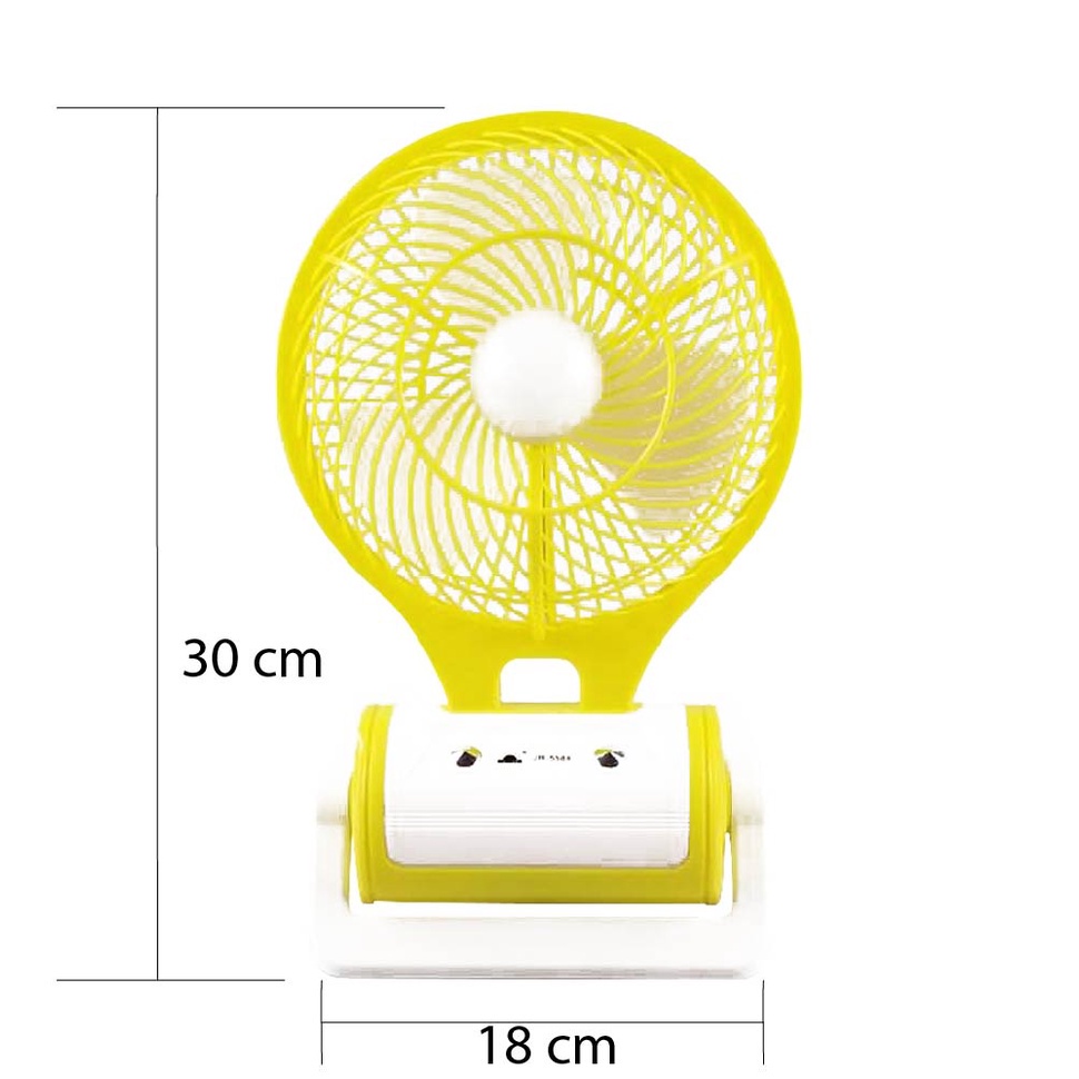 พัดลมตั้งโต๊ะ JR 5588 (2in1) พัดลมเอนกประสงค์ แบบไร้สาย มาพร้อมกับไฟส่องสว่างไฟ LED ขนาดใบพัด 6 นิ้ว
