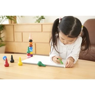 (สินค้าสำหรับแถมเท่านั้น ไม่จำหน่าย) สีเทียน 12 สี ปลอดสารพิษ แบบ finger crayon สำหรับเด็กเล็ก (Crayon pop) ***สีสวมนิ้ว