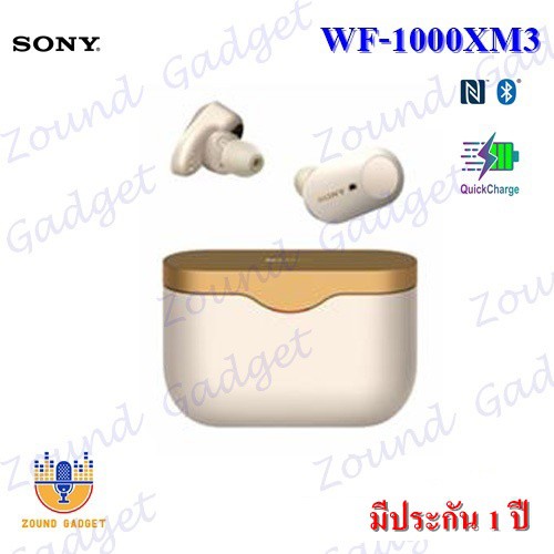 Sony WF-1000XM3 Truly Wireless Noise Cancelling หูฟังไร้สายขนาดเล็กตัวท็อป ระบบตัดเสียงรบกวน มีประกัน 1 ปี -Silver