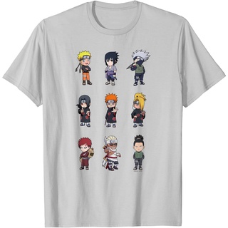 เสื้อยืดอินเทรนด์ผู้ชายอินเทรนด์ผู้หญิงเสื้อยืด พิมพ์ลาย Naruto Shippuden Super Deformed 9 Up สําหรับผู้ชายS-3XL