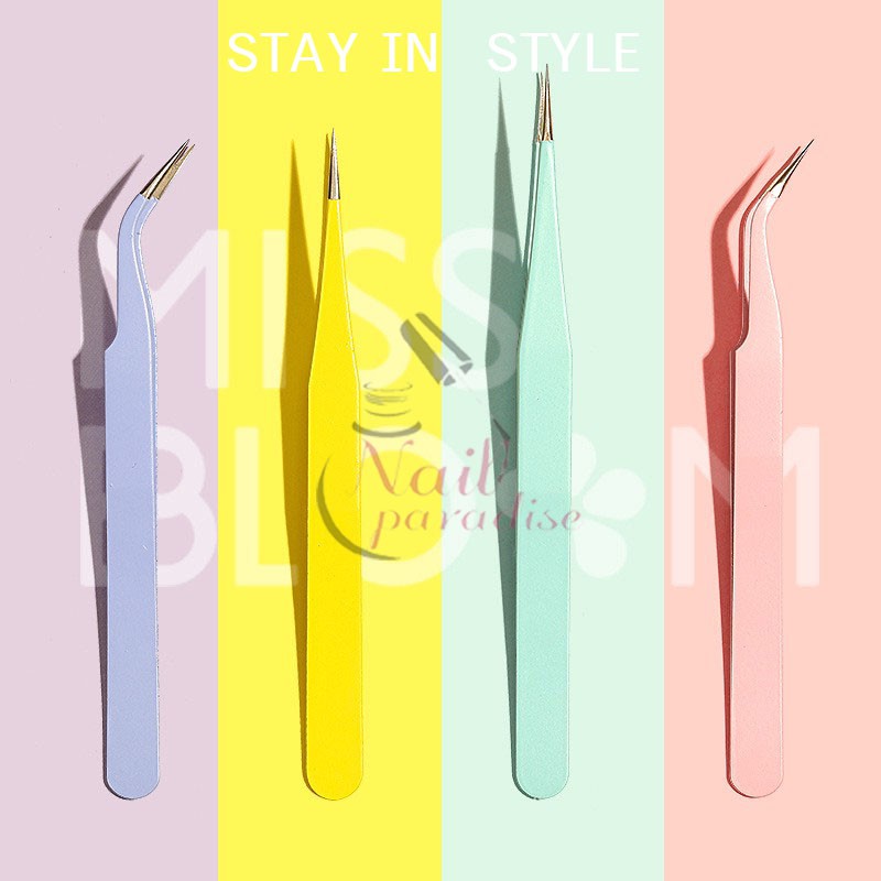 คีมคีบอะไหล่ตกแต่งเล็บ Pastel  หัวงอ คีมคีบ อะไหล่เล็บใช้งานง่าย แข็งแรงทนทาน Stainless Tweezers