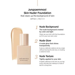 แท้💯พร้อมส่ง Jung Saem Mool Skin Nuder Foundation SPF50+ PA++++ 30mL งานผิวดิวอี้ มากกว่าผิวสวย เพื่อผิวส่องประกาย
