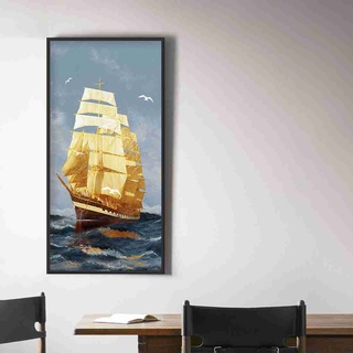 SB Design Square รูปพร้อมกรอบ DoseArt รุ่น Golden Sailing Boat 40x80 cm (43x83x0 ซม.)