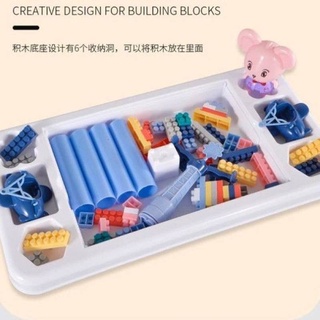 Building Block ชุดเลโก้ โต๊ะเลโก้66ชิ้น โต๊ะ2IN1 อีกด้านนึงโต้ะเขียนหนังสือเด็ก โต๊ะเลโก้ ชุดตัวต่อเสริมพัฒนาการ TY414