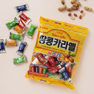 พร้อมส่ง 크라운 땅콩카라멜 ลูกอมถั่วรสคาราเมล Crown Peanut Caramel Candy 120g