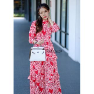 Maxi Dress พิมลายผ้าหนามีน้ำหนัก