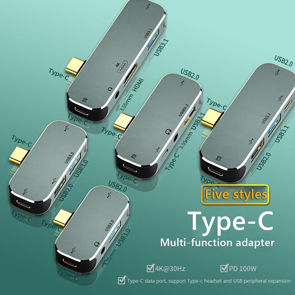 ฮับ USB Type C 3.5 ม. แจ็ค PD100W USB HDM Hub USB 3.0 สําหรับคอมพิวเตอร์ แล็ปท็อป