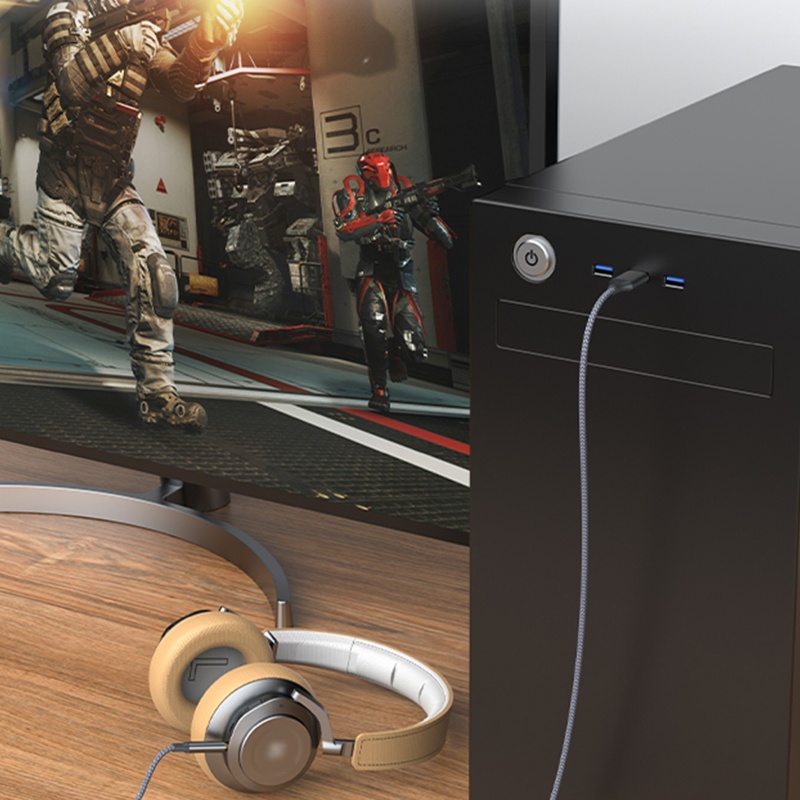 WU USB to 3 5mm Jack Adapter USB to AUX การ์ดเสียงสเตอริโอภายนอก 3 5mm Aux