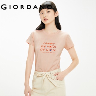 Giordano ผู้หญิง เสื้อยืดคอกลมแขนสั้นผ้าฝ้ายพิมพ์ลายน่ารัก 05391210