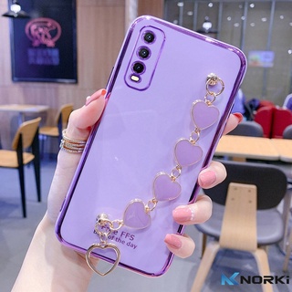 เคสซิลิโคนนิ่ม ลายหัวใจ พร้อมสายคล้อง หรูหรา สําหรับ VIVO Y33S Y21 Y20 Y76 Y76S Y15S Y12A Y12S Y20i Y20S Y20A Y15A Y30 Y50 Y51 Y31 Y15 Y11 Y12 Y17 T1