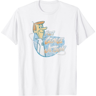 เสื้อยืดผ้าฝ้ายพิมพ์ลายขายดีเสื้อยืดคอกลมcrew neckเสื้อยืด พิมพ์ลายตัวอักษร The Jetsons Meet George Jetson แฟชั่นพรีเมี่