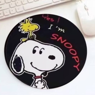 SNOOPY BW แผ่นรองเมาส์ แผ่นรองเม้าส์ ลายการ์ตูน สนูปปี้ BW ขนาด 23 cm สวยงาม น่าใช้งาน นุ่มมือ น่าใช้   MANOPNEST SHOP