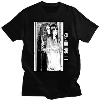 เสื้อโอเวอร์ไซ - อะนิเมะญี่ปุ่น Junji Ito พิมพ์เสื้อยืดแขนสั้นฮาราจูกุผู้ชาย / ผู้หญิงลําลอง Crewne