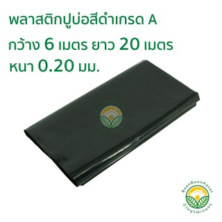 พลาสติกปูบ่อ PE หนา 0.20มม ขนาด กว้าง 6 เมตร ยาว 20 เมตร สีดำ