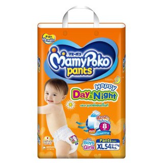 Mamy Poko กางเกงผ้าอ้อม รุ่น Happy Day &amp; Night ไซส์ XL 54 ชิ้น