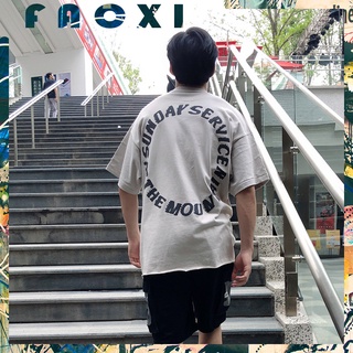 เสื้อยืดผ้าฝ้ายพิมพ์ลายแฟชั่น【FACXI】เสื้อยืดแขนสั้น ผ้าฝ้าย พิมพ์ลายพระเจ้า ทรงหลวม พลัสไซซ์ สไตล์ฮิปฮอป สําหรับคู่รัก