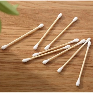 คอตตอนบัด 100 ก้าน (แพ็คเดี่ยว) Cotton buds สำลีปั่นหูด้ามไม้ สำลีไม้ สำลีก้าน สำลีเช็ดเครื่องสำอาง