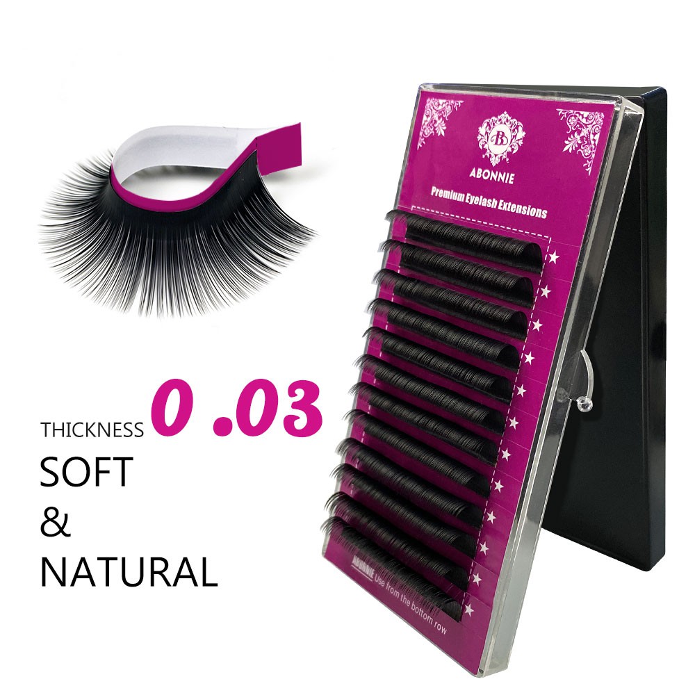 นุ่มที่สุด Abonie 0.03 C/D Curl 8-17 มม.ขนตาขนตาขยายแต่ละ mink ขนตา Faux mink ปลอม fatise