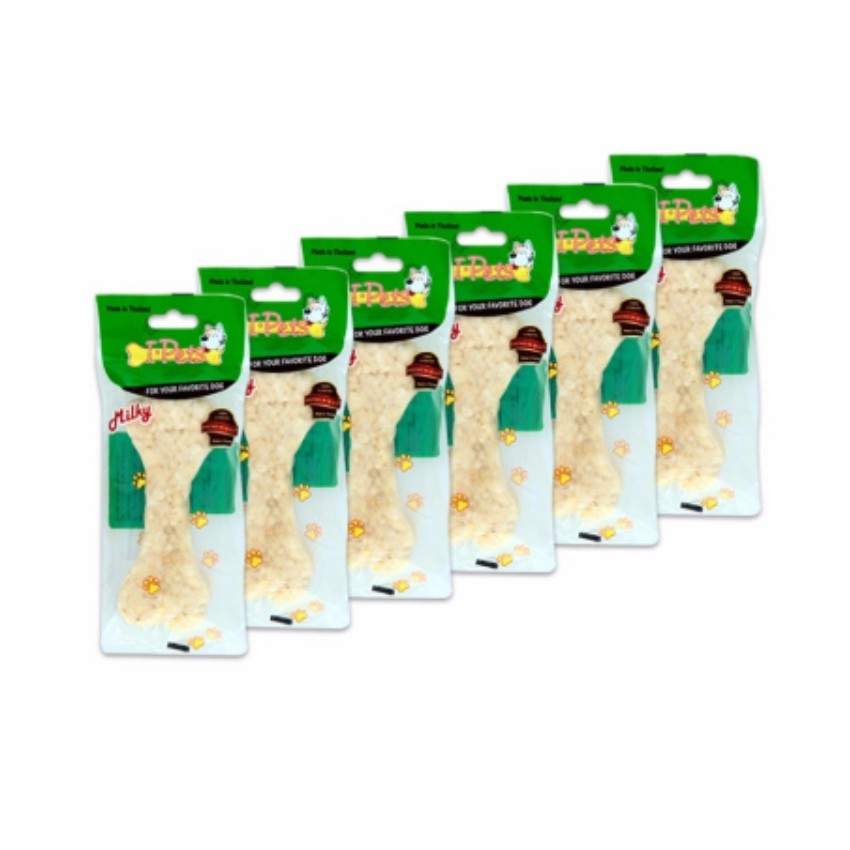 [ทั้งหมด 6 ชิ้น] ไอ เพ็ท กระดูกเทียม รสนม I PETS CRUNCHY BONE MILKY (TOTAL 6 PCS.)