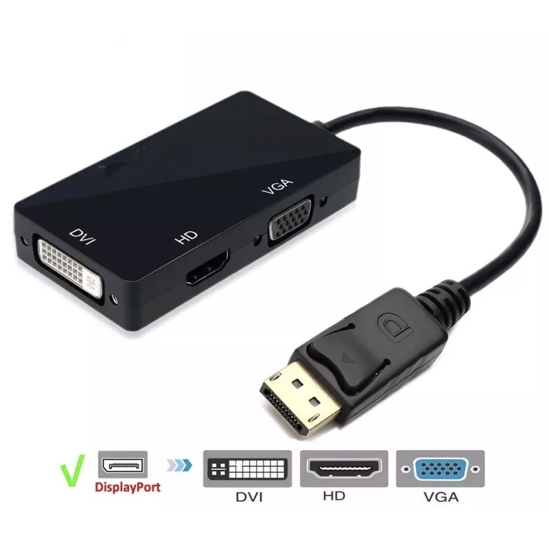 3 In 1 DisplayPort DP To HDMI DVI VGA Adapter 1080P Converter สำหรับ PC โปรเจคเตอร์แล็ปท็อป HDTV #0