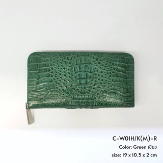 Prang Crocodile Leather Long Zipped Wallet กระเป๋าสตางค์ ซิปเดี๋ยว หนังหัวจระเข้ C-W01H/K(M)-R