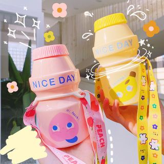 🌠พร้อมส่ง🌠~ ขวดน้ำลายนุ้งผลไม้ ไม่รวมสายสะพายนะคะ Cute Cartoon Fruit Plastic Water Bottle ~