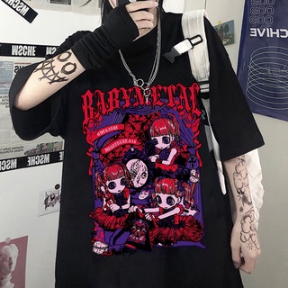 ฤดูร้อน Goth Aesthetic หลวมผู้หญิงเสื้อยืด Punk Dark Grunge Streetwear โกธิคเสื้อยืด Harajuku Clothes