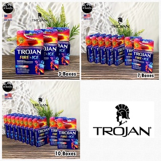 [Trojan] Condoms Fire &amp; ICE Dual Action Lubricant 3 Latex Condoms 3, 7 or 10 Boxes โทรจัน ถุงยางอนามัย ขนาด 52 mm