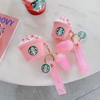 เคสหูฟังบลูทูธไร้สาย สําหรับ airpods pro 2 1 2 3 pro กันกระแทก ลายซากุระ สตาร์บัคส์ ไอศกรีม สีชมพู