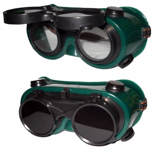 แว่นตาเชื่อมเหล็ก แว่นเชื่อม 2 ชั้น Flip-Up Front Welding Goggles Eye Cups Oxy-Acetylene Shade Lens Safety Glasses