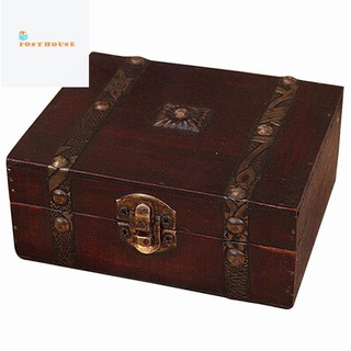 Wooden Vintage Lock Treasure Chest Jewelery Storage Box Case Organiser Ring G T1