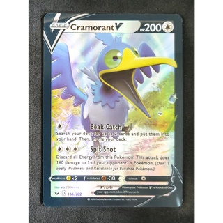 Cramorant V Card อุ๊อุ 155/202 Pokemon Card Gold Flash Light (Glossy) ภาษาอังกฤษ