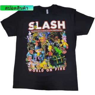 เสื้อยืด SLASH ( world on fire) ลิขสิทธิ์แท้ปี 2015. เสื้อยืดคอกลม