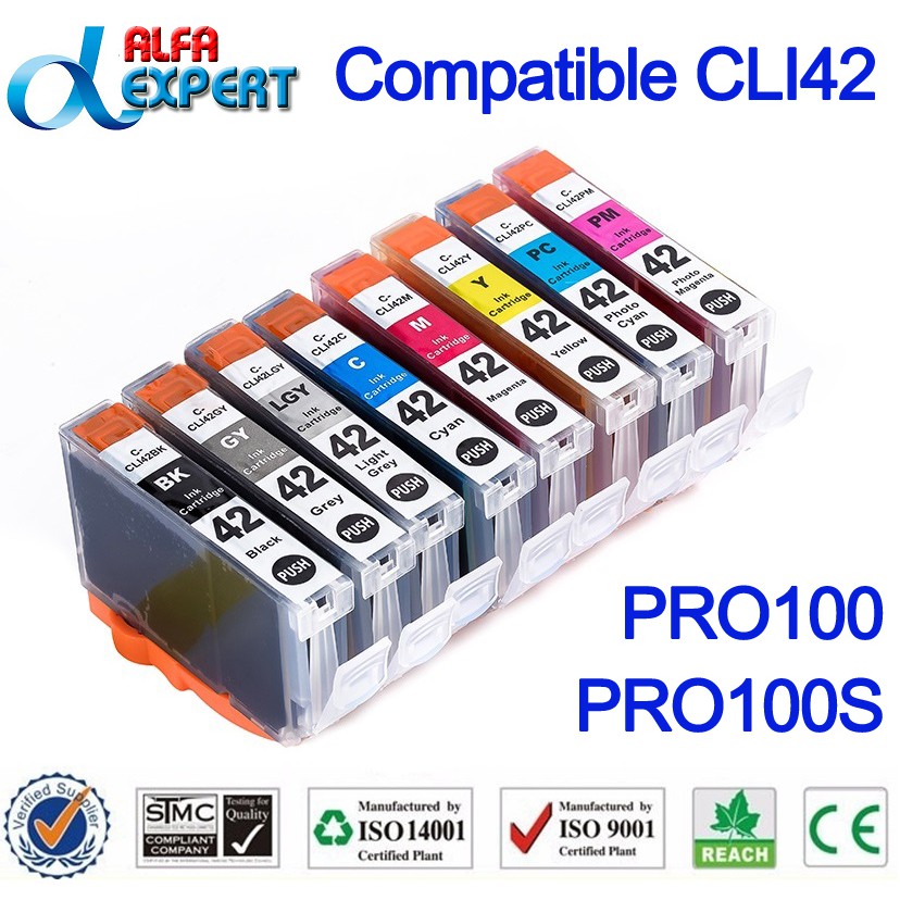 ตลับหมึก Alpha-CLI42 1ชุด 8 ตลับ Compatible Ink Cartridge For canon CLI42 CLI-42 For Canon PIXMA Pro-100 100S Printer