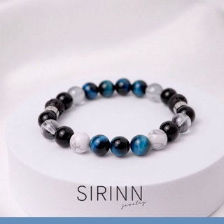 กำไลหินแท้ สร้อยข้อมือหิน Tiger Eye, Howlite, Onyx ขนาด 8 มิล ดีไซน์จากทางร้าน Sirinn Jewelry