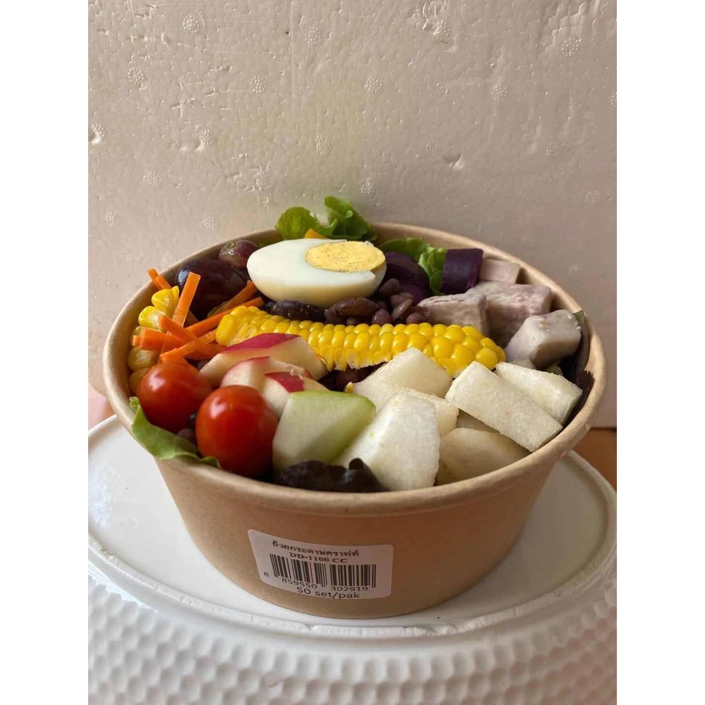 ถ้วยกระดาษคราฟท์พร้อมฝา(50 ชุด) ชามกระดาษคราฟท์พร้อมฝาPET ขนาด (500ml, 750ml, 1000ml, 1100ml,1300ml) - รูปที่ 3