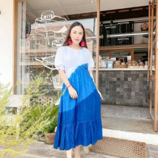 New Arrvial🌈  Maxy Dress คอกลมแขนตุ๊กตารูดใต้อก ดีเทลชายระบาย ใส่ได้ทั้งสาวร่างเล็กและสาวอวบเลยจ้า