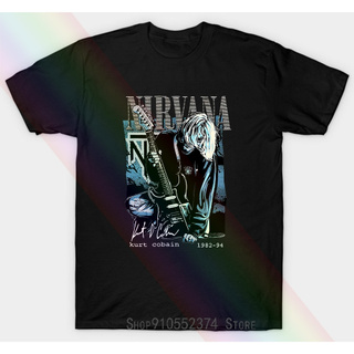 T-shirt เสื้อยืดแขนสั้น คอกลม ผ้าฝ้ายแท้ พิมพ์ลายโปสเตอร์ Nirvana Grunge Band Kur Cobain 1982 94 แฟชั่นยอดนิยม สไตล์เรโท