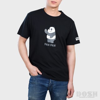 เสื้อยืดใหม่DOSH:MENS T-SHIRTS เสื้อยืด คอกลมแขนสั้น ผู้ชาย-หญิงสีดำ สินค้าลิขสิทธิ์ We Bare bears  รุ่นPWBBMT5004S-3XL