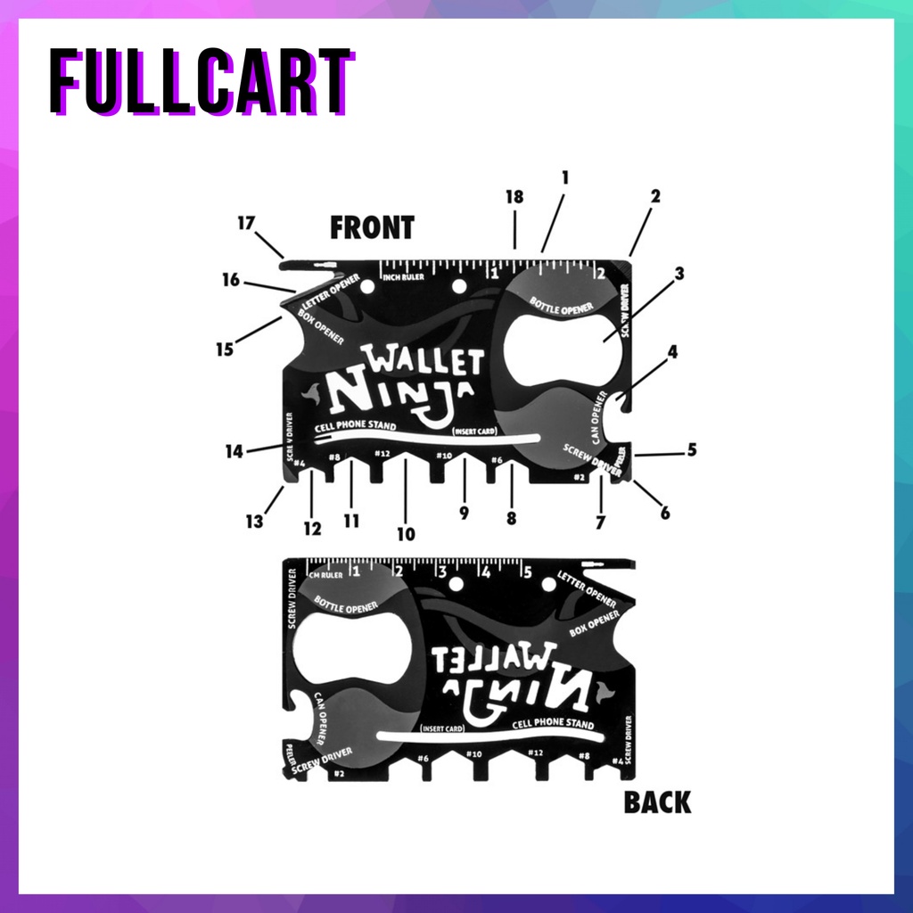 Wallet Ninja ของแท้ 18 in 1 การ์ดอเนกประสงค์ การ์ดเครื่องมือ การ์ดเครื่องมืออเนกประสงค์ Ninja Wallet By FullCart - รูปที่ 2