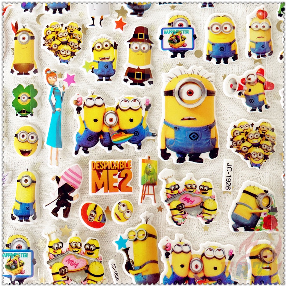 Minions Q-1 DIY Rewards Sticker 1 Sheet 3D Puffy Bubble Stickers Waterpoof Toys PVC Stickers