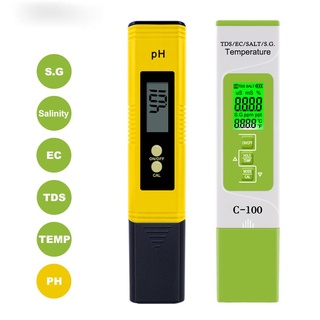 วัดความเค็ม อุณหภูมิ PH Meter เครื่องวัดดิจิตอล ทดสอบคุณภาพน้ำ สระว่ายน้ำ น้ำดื่ม Aquariums TDS/EC/S.G/ เซ็ทคุ้ม วัดครบ