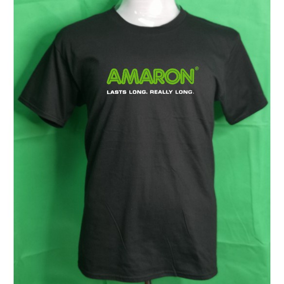 เสื้อยืดลําลอง ผ้าฝ้าย 100% แขนสั้น พิมพ์ลาย AMARON BATTERY lelaki สีดํา พลัสไซซ์ XS-3XL ของขวัญวันเ