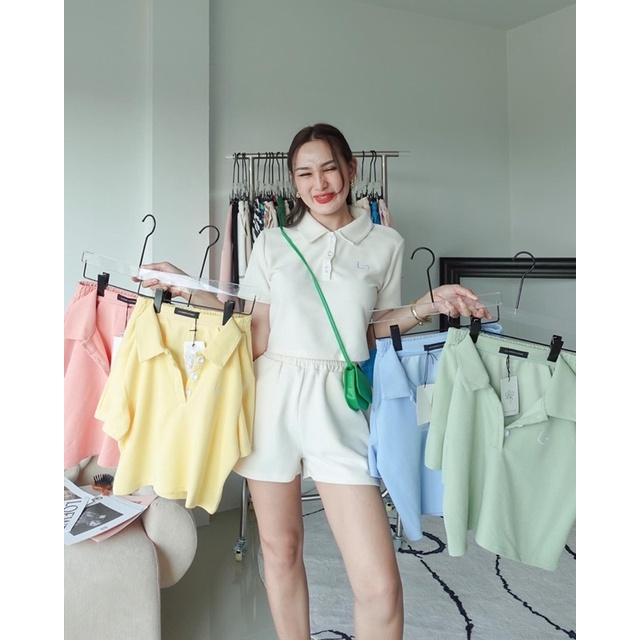 Loonnystore Set Maylinda สีขาว โลโก้ฟ้า