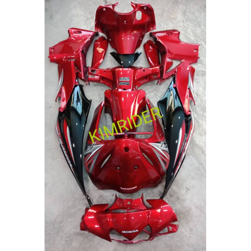 ชุดสี เฟรม ฮอนด้า เวฟ 110i Honda wave 110i ไฟธรรมดา ครบคัน 15 ชิ้น รถปี 2011-2018 สีแดงแก้วท้ายดำ