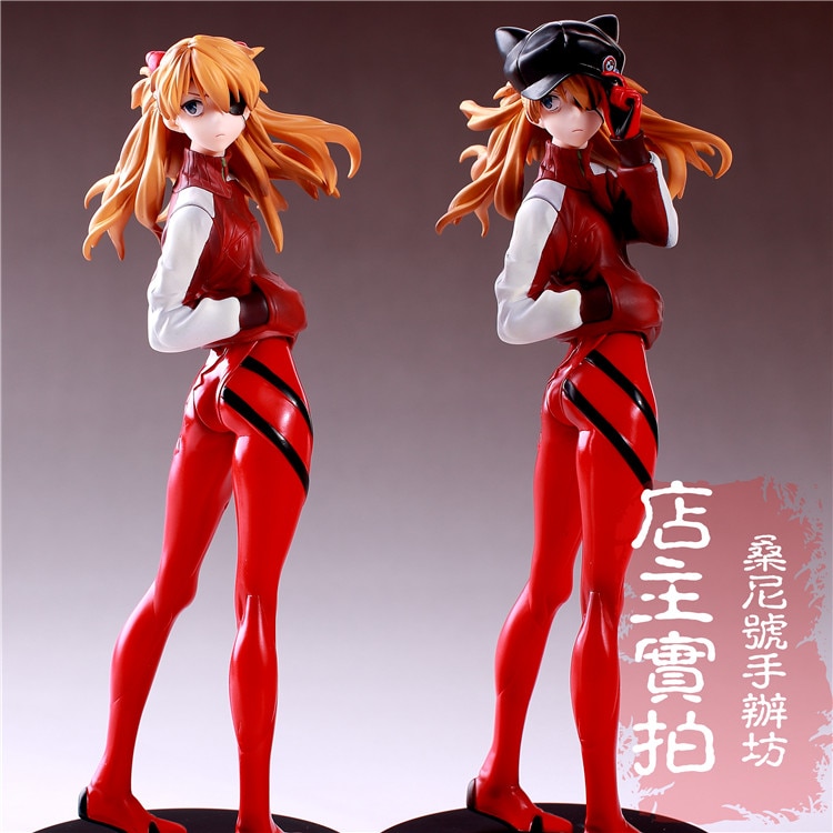 Vogue 2 Heads Ver Anime  Asuka Langley Shikinami Alter Red Jersey Cap Version 22cm EVA Statue Figure Model Toys snIH