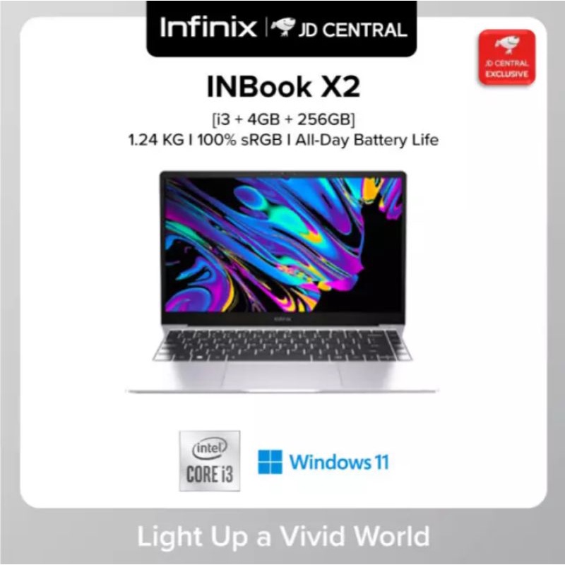 [ผ่อน 0% 10 เดือน] Notebook Infinix InBook X2(14”100%FHD SRGB display/lightness weight/256SSD/4GB/i3-1005G1/UHDGraphics
