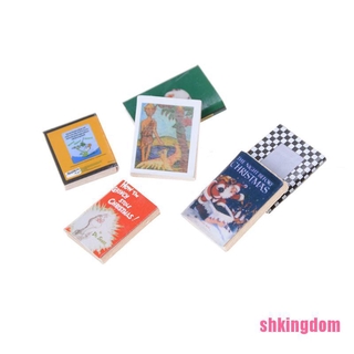 ( Xshki ) 6 ชิ้น / ชุด 1 : 12 หนังสือไม้ขนาดเล็กสําหรับตกแต่งบ้านตุ๊กตา Dom