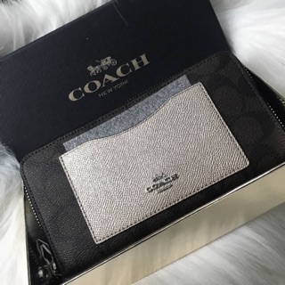 Coach Box Logo Metallic Accordion Wallet