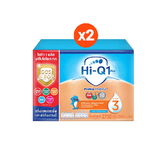 [นมผง] ไฮคิว 1 พลัส พรีไบโอโพรเทก รสจืด 2750 กรัม x2 (ช่วงวัยที่ 3) นมผงสำหรับเด็กอายุ 1 ปีขึ้นไปและทุกคนในครอบครัว Hi-Q 1 Plus
